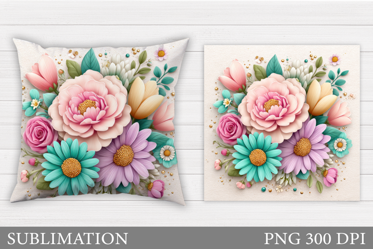 Flowers Pillow Design. Floral Pillow Sublimation