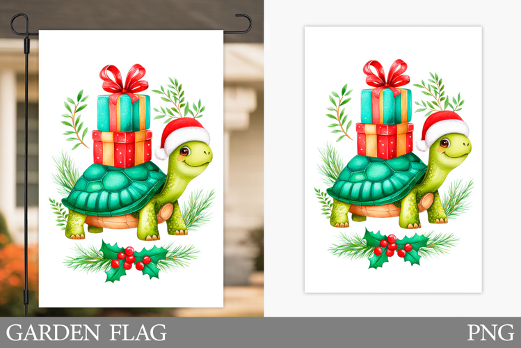 Christmas Turtle Kitchen Towel. Christmas Kitchen Towel