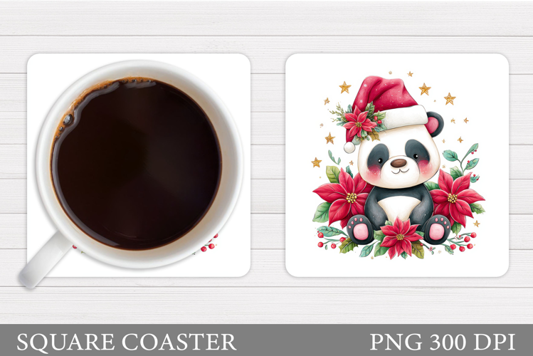 Christmas Panda Coaster. Christmas Coaster Sublimation