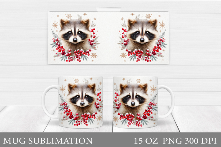 Christmas Raccoon Mug Design. Christmas Mug Sublimation
