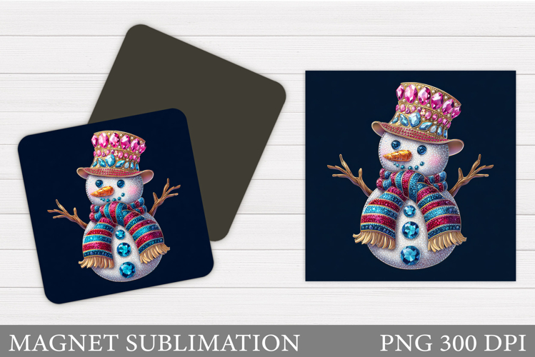 Snowman Magnet Sublimation. Cute Snowman Square Magnet