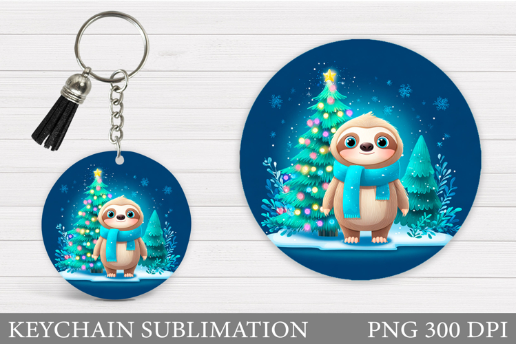 Christmas Sloth Keychain. Sloth Christmas Keychain Design