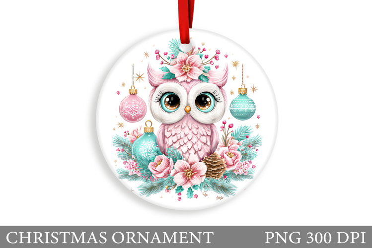 Christmas Owl Christmas Ornament. Christmas Owl Sublimation