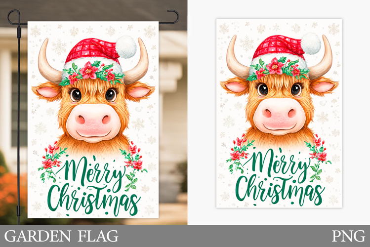 Christmas Cow Garden Flag. Christmas Garden Flag Design