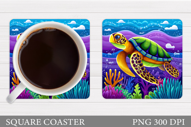 Sea Turtle Coaster Design. Summer Coaster Sublimation