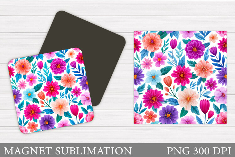 Flowers Magnet Design. Floral Magnet Sublimation example image 1