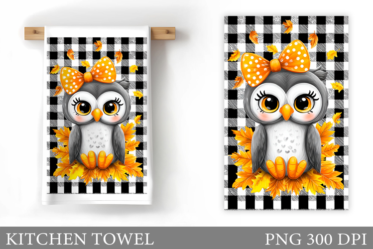 Fall Owl Kitchen Towel. Fall Kitchen Towel Sublimation
