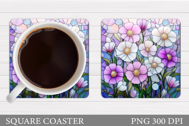 Flowers Coaster Sublimation. Floral Coaster Design