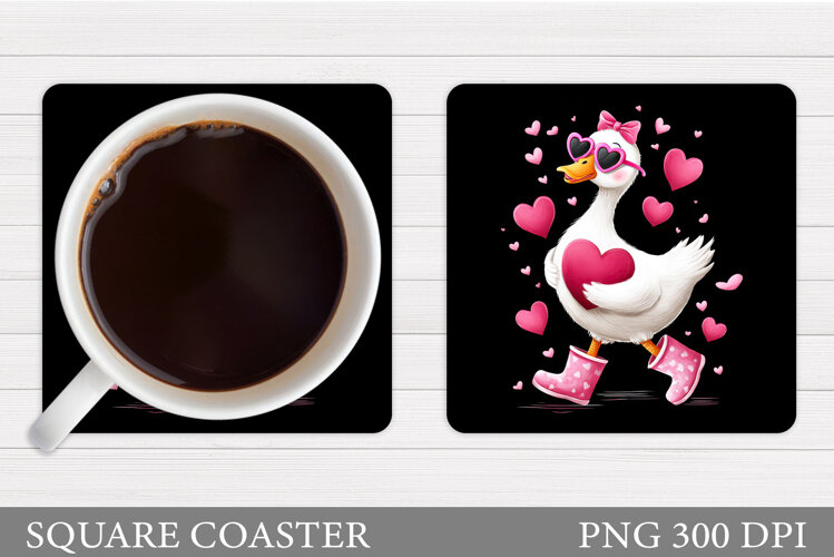 Valentines Goose Coaster. Valentines Coaster Sublimation example image 1
