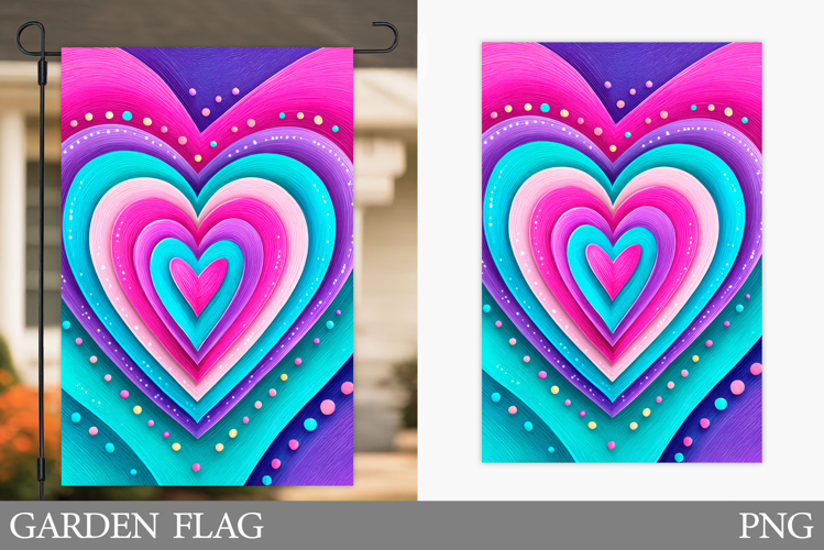 Valentines Heart Garden Flag. Valentines Garden Flag Design