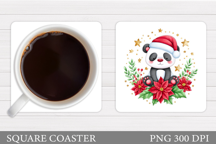 Christmas Panda Coaster. Christmas Coaster Sublimation