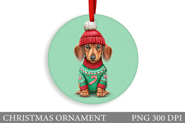 Dachshund Christmas Ornament. Christmas Ornament Sublimation