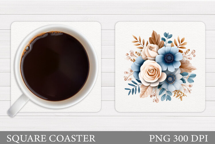 Flowers Coaster Sublimation. Floral Coaster Design example image 1