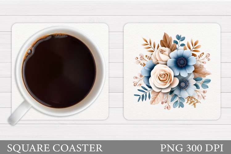Flowers Coaster Sublimation. Floral Coaster Design