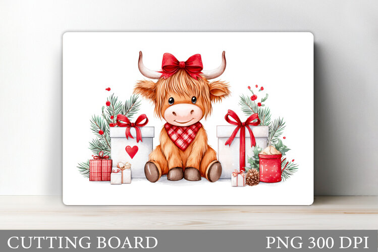 Christmas Cow Cutting Board. Christmas Cutting Board example image 1