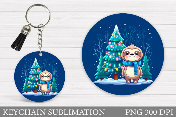 Christmas Sloth Keychain. Sloth Christmas Keychain Design