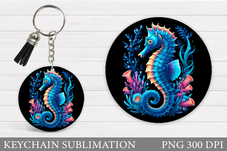 Seahorse Keychain Sublimation. Sea Keychain Design example image 1