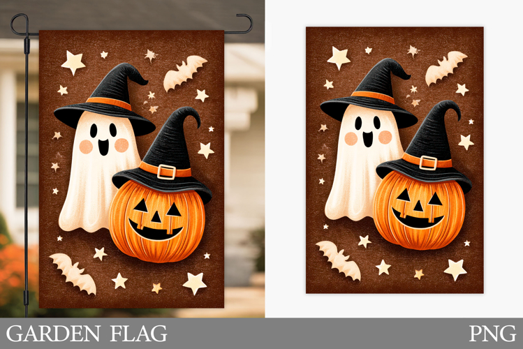 Halloween Garden Flag Design. Halloween Ghost Garden Flag