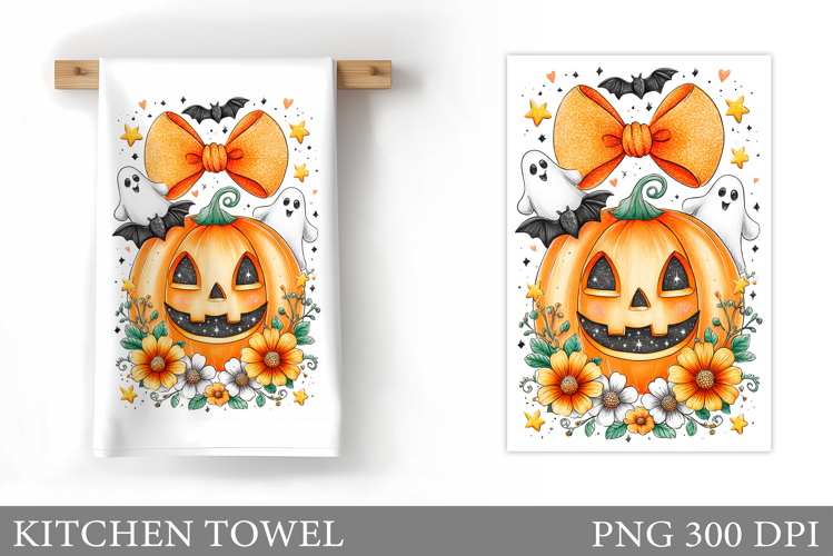 Halloween Pumpkin Kitchen Towel. Halloween Sublimation