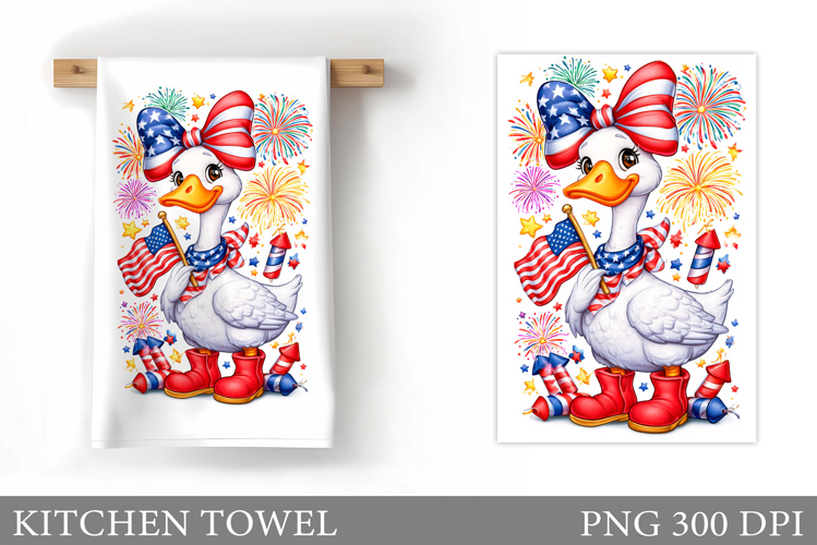 Patriotic Goose Kitchen Towel. Patriotic Kitchen Towel example image 1