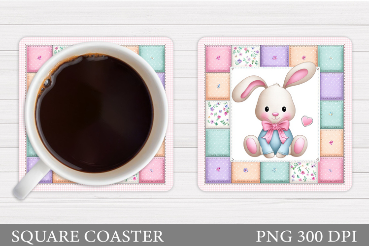 Cute Bunny Coaster Design. Cute Bunny Sublimation