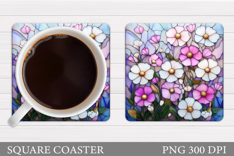 Floral Coaster Design. Flowers Coaster Sublimation