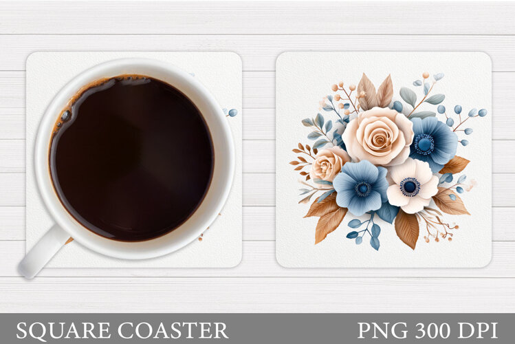Floral Coaster Design. Flowers Coaster Sublimation example image 1