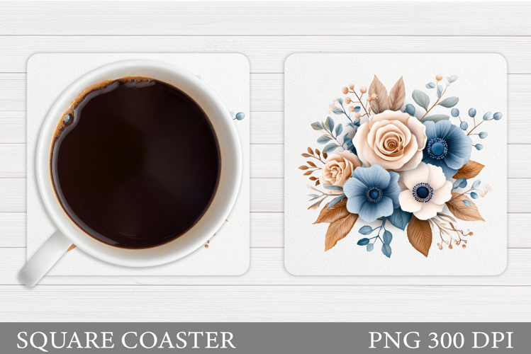 Floral Coaster Design. Flowers Coaster Sublimation