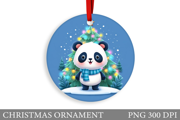 Cute Panda Christmas Ornament. Christmas Panda Sublimation