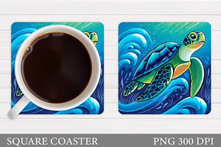 Sea Turtle Coaster Design. Summer Coaster Sublimation
