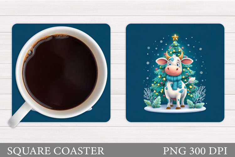 Christmas Cow Coaster. Christmas Cow Coaster Sublimation