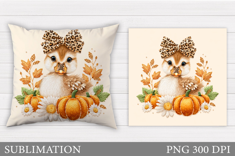 Fall Duck Pillow Design. Fall Pillow Sublimation example image 1