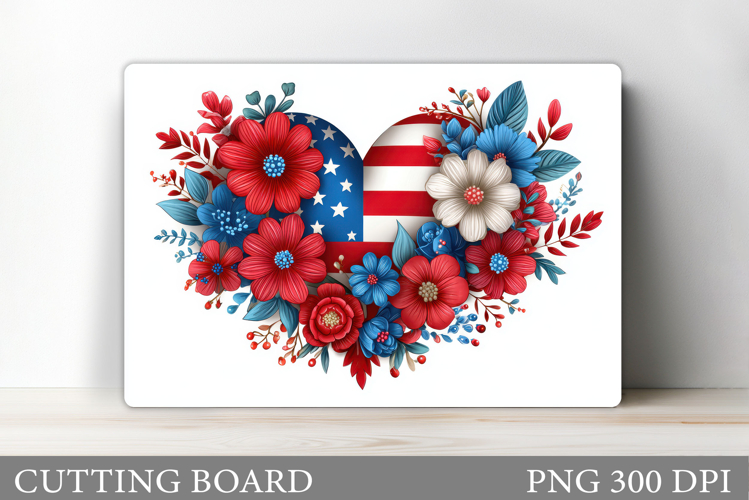 Patriotic Heart Cutting Board. Patriotic Cutting Board example image 1