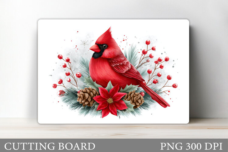 Cardinal Cutting Board Design. Christmas Cutting Board example image 1