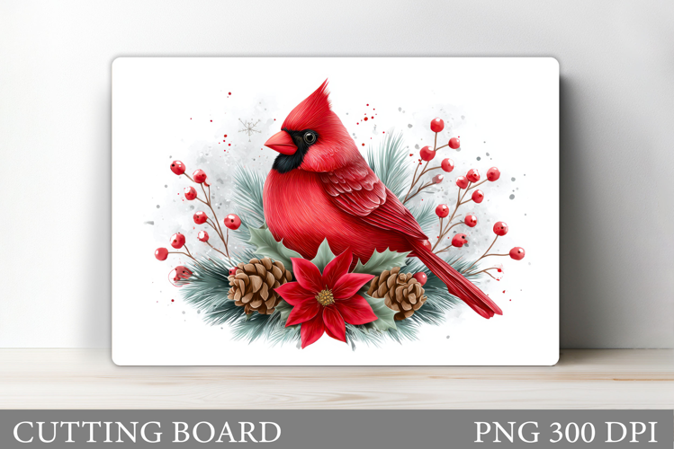 Cardinal Cutting Board Design. Christmas Cutting Board