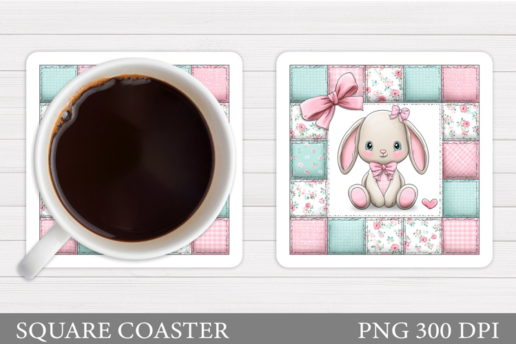 Cute Bunny Coaster Design. Cute Bunny Sublimation