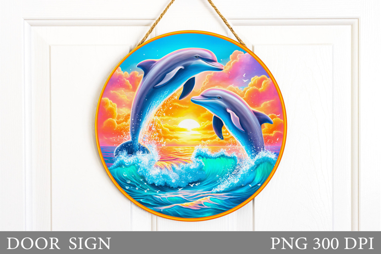 Dolphins Door Sign Sublimation. Sea Door Sign Design