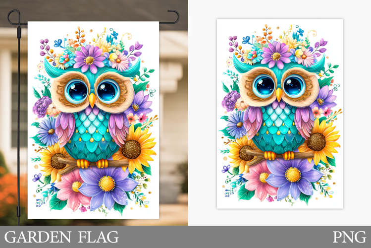 Cute Owl Garden Flag Design. Cute Owl Sublimation