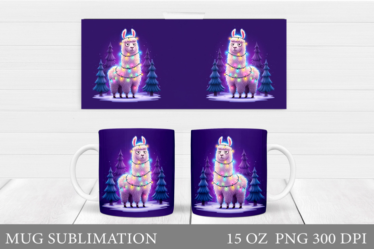 Christmas Lama Mug Design. Christmas Mug Sublimation
