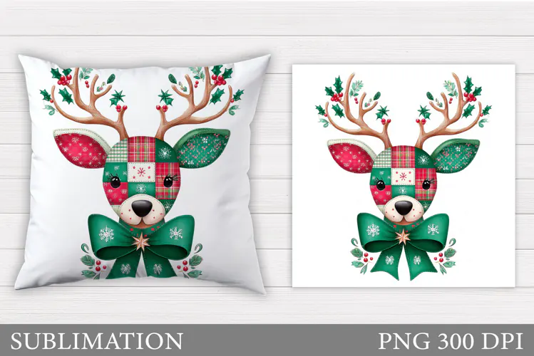 Christmas Deer Pillow Design. Christmas Pillow Sublimation