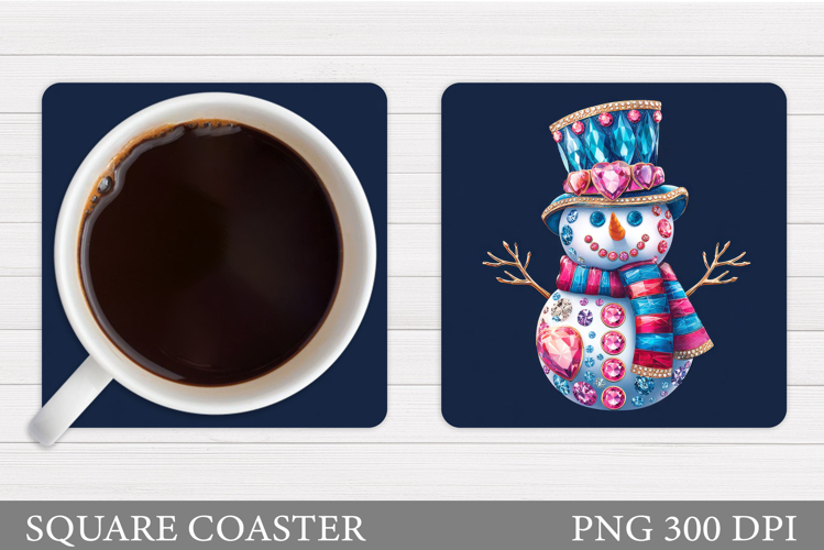 Cute Snowman Coaster Design. Christmas Coaster Sublimation