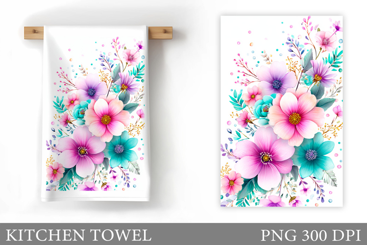 Wildflowers Kitchen Towel. Flowers Kitchen Towel Sublimation