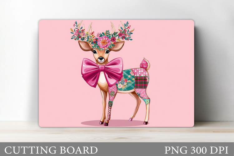 Cute Deer Cutting Board Sublimation. Christmas Cutting Board
