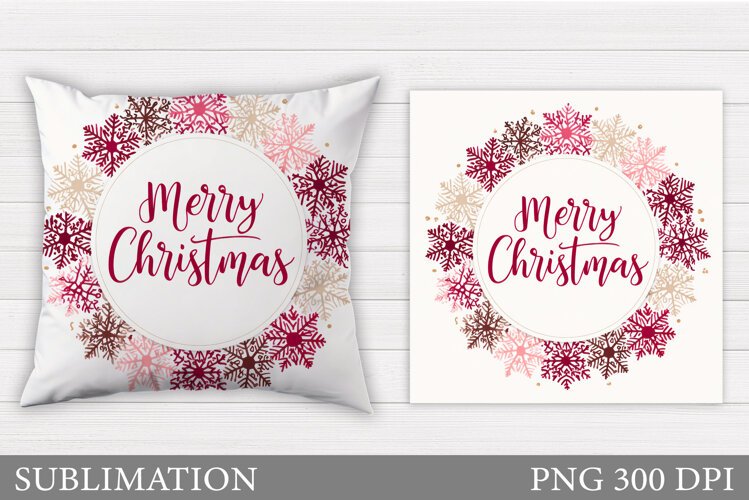 Merry Christmas Pillow Design. Christmas Pillow Sublimation example image 1