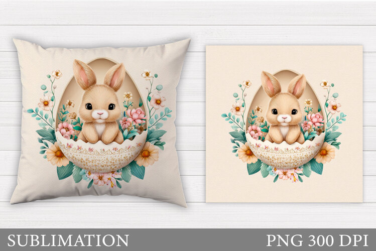 Easter Bunny Pillow Design. Easter Bunny Sublimation example image 1