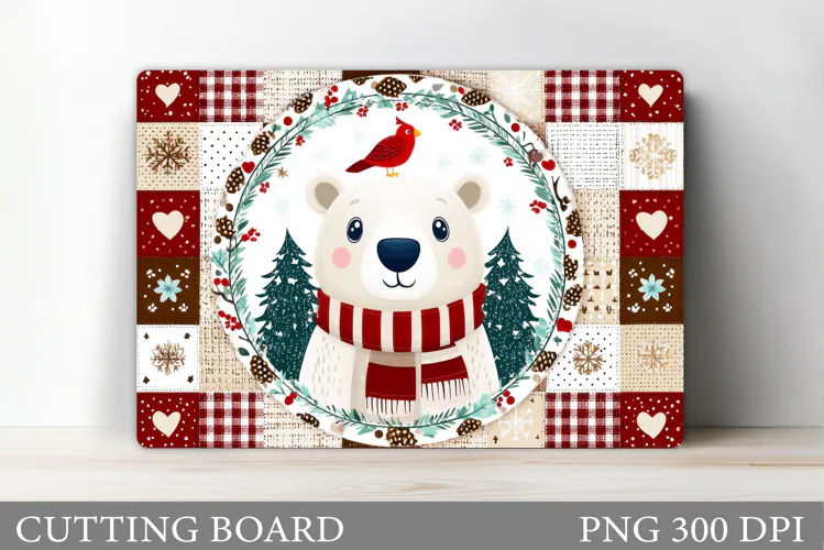 Polar Bear Cutting Board. Christmas Cutting Board Design