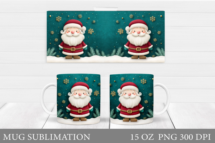 Cute Santa Claus Mug Design. Christmas Mug Sublimation