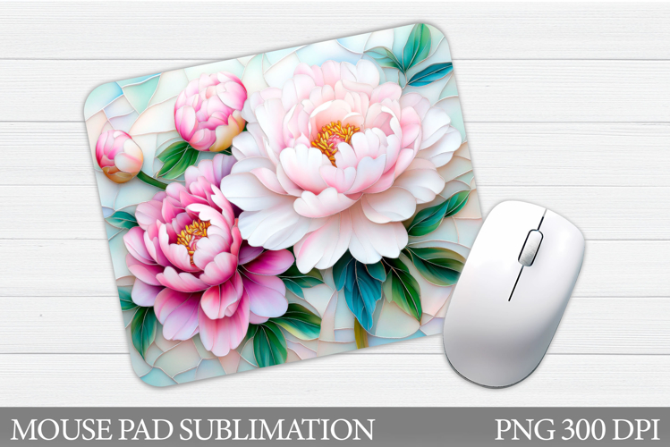 Peonies Mouse Pad Sublimation. Floral Mouse Pad Design