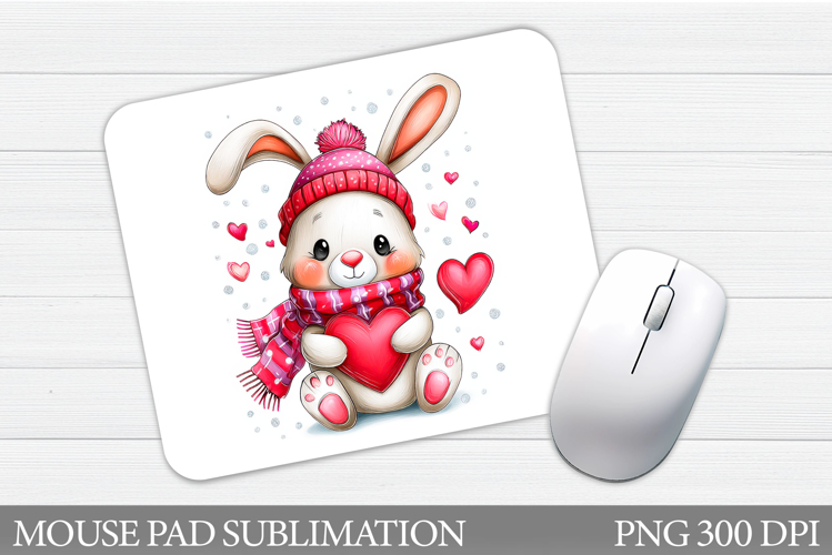 Valentines Bunny Mouse Pad. Cute Bunny Mouse Pad Design