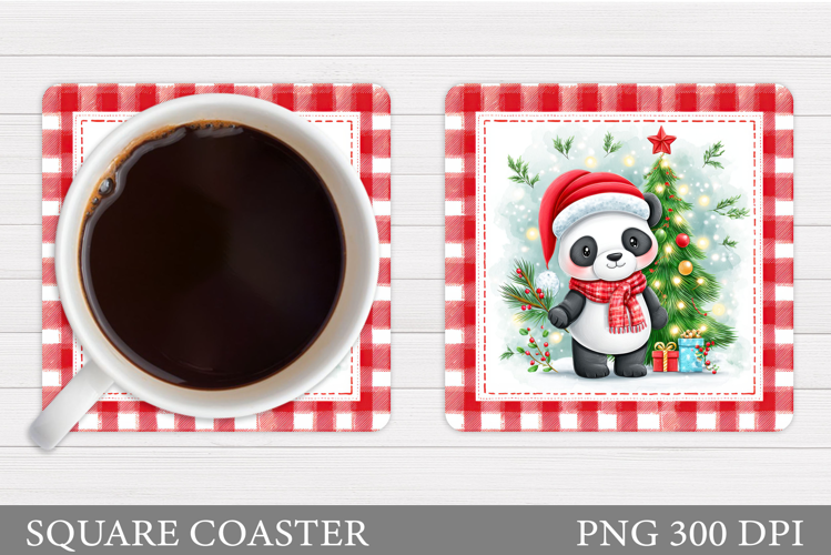Christmas Panda Coaster. Christmas Coaster Sublimation